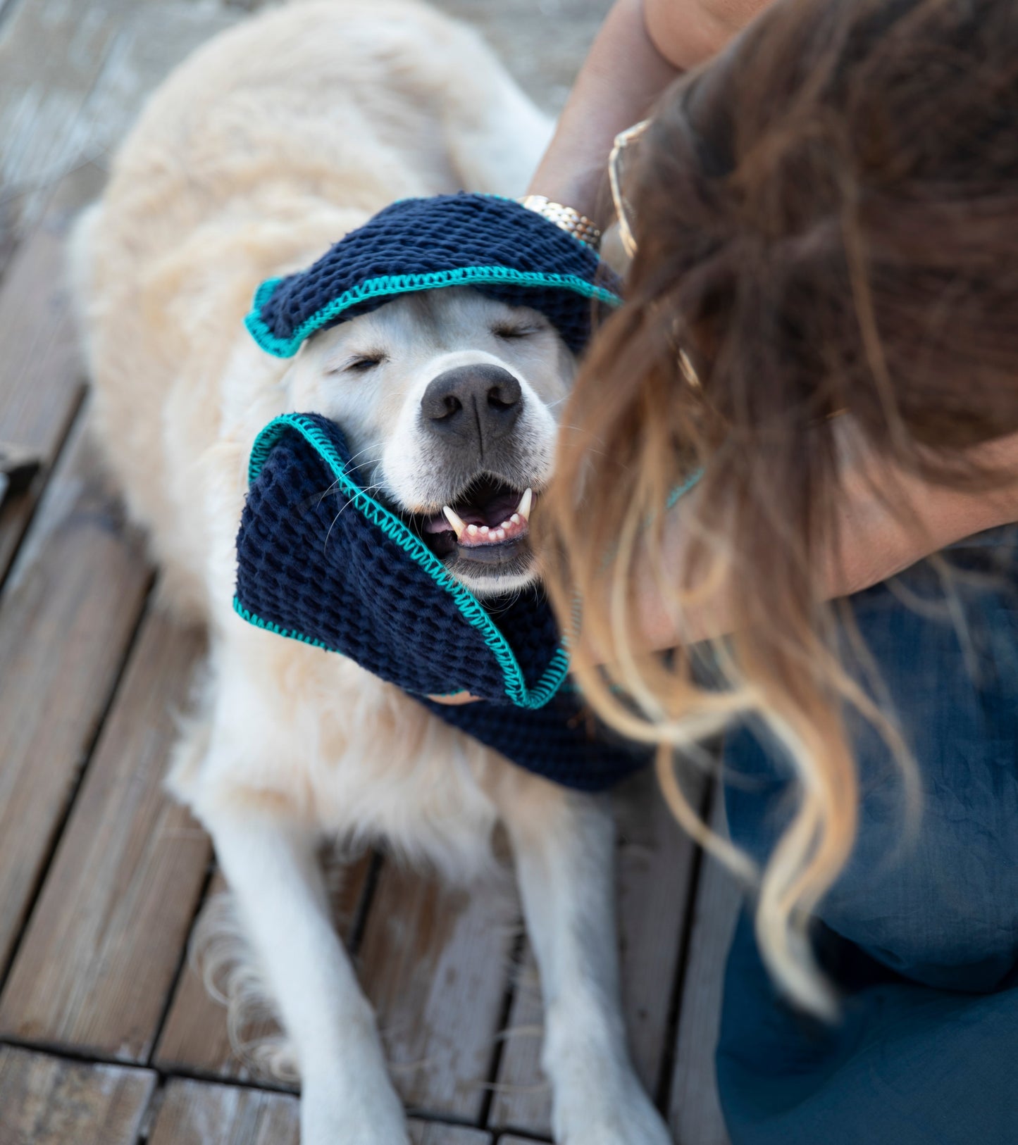 SALLY - HONEYCOMB COTTON DOG TOWEL